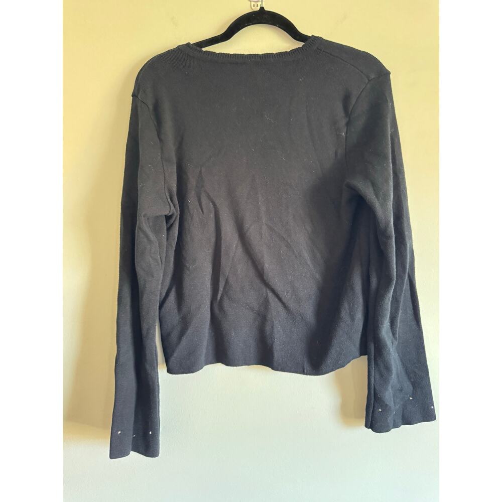 Charlotte Tarantola Black Embellished‎ Cardigan Sweater Women’s Large - Picture 2 of 7